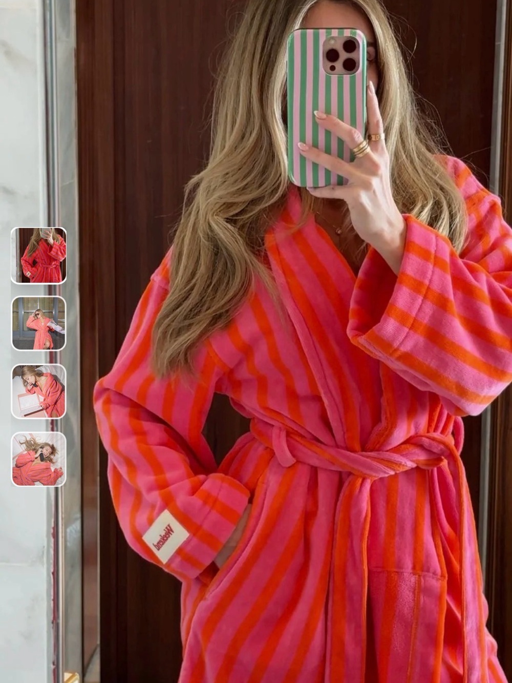 Weekend Sleepover Robe - Amalfi pink and orange